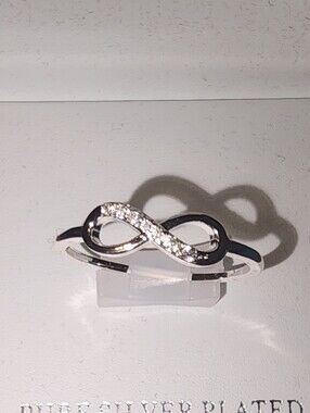 Sterling Silverplated  Infinity Ring with Clear Cubic Zirconia - Silver